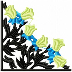 Floral Filigree Corners Embroidery Design 1